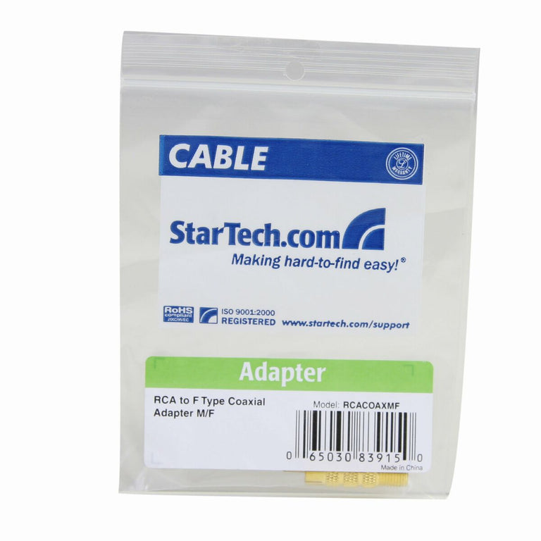 Adaptateur RCA Startech RCACOAXMF            Jaune