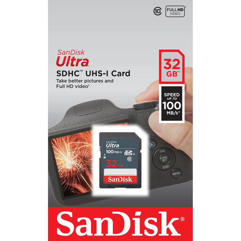 Carte Mémoire SD SanDisk Ultra SDHC Mem Card 100MB/s Bleu Noir 32 GB