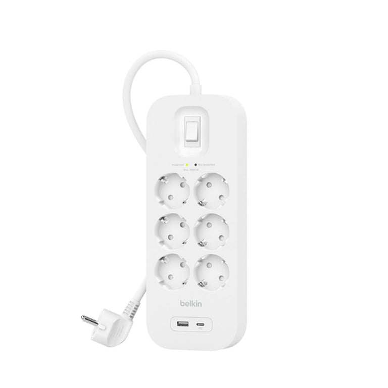 Multiprise 6 Prises avec Interrupteur Belkin Connect SRB002VF2M Blanc (2 m)