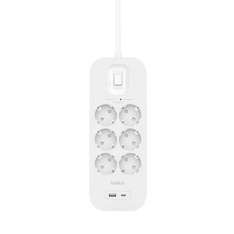 Multiprise 6 Prises avec Interrupteur Belkin Connect SRB002VF2M Blanc (2 m)