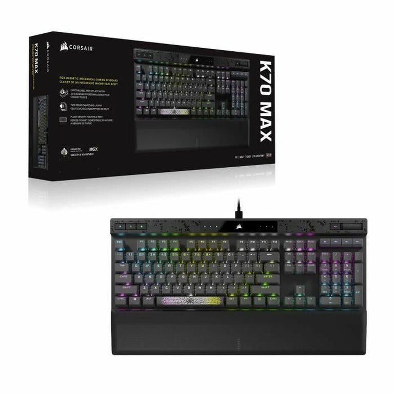 Clavier Bluetooth Corsair K70 MAX RGB Noir Gris Français AZERTY