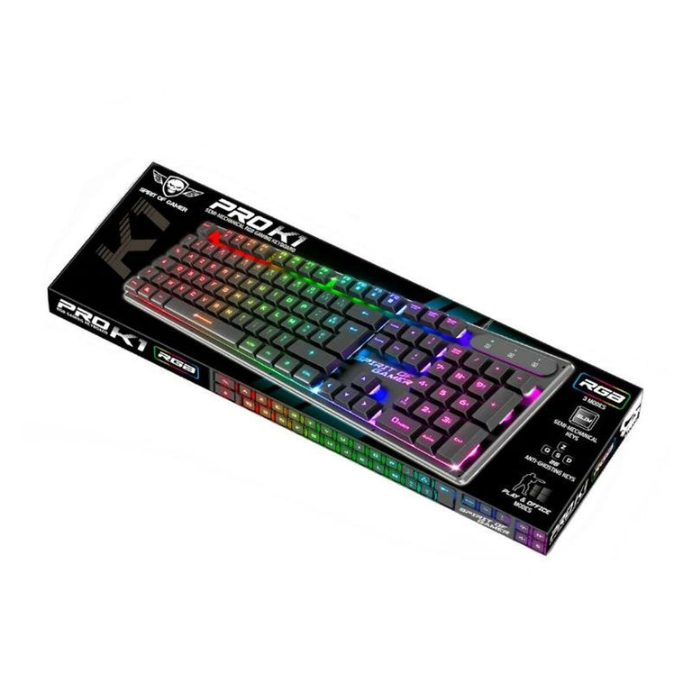 Clavier Spirit of Gamer PRO-K1 Espagnol Qwerty Noir