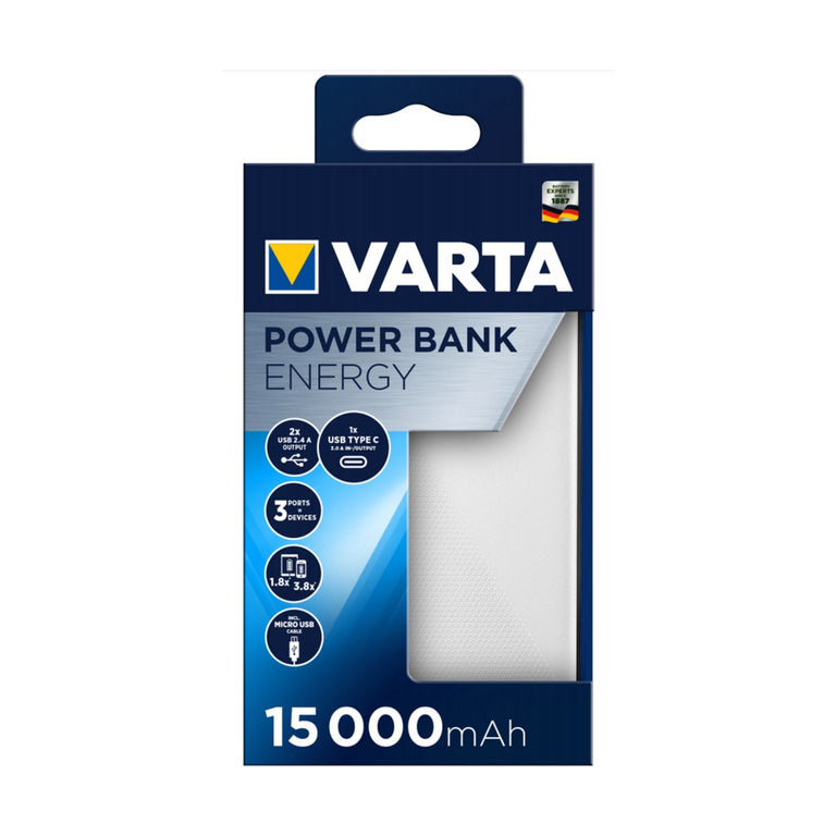 Power Bank Varta Energy 15000 Noir/Blanc 15000 mAh