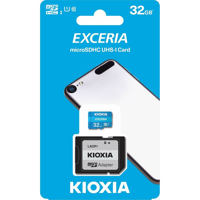 Carte Mémoire Micro SD avec Adaptateur Kioxia Exceria UHS-I Cours 10 Bleu 32 GB