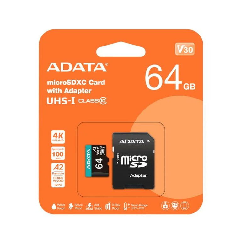 Carte Micro SD Adata AUSDX64GUI3V30SA2 64 GB