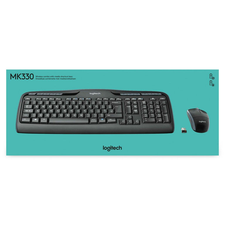 clavier et souris Logitech Wireless Combo MK330 Noir Qwerty US