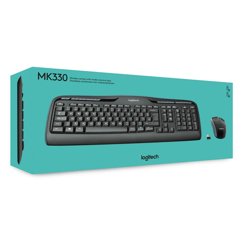 clavier et souris Logitech Wireless Combo MK330 Noir Qwerty US