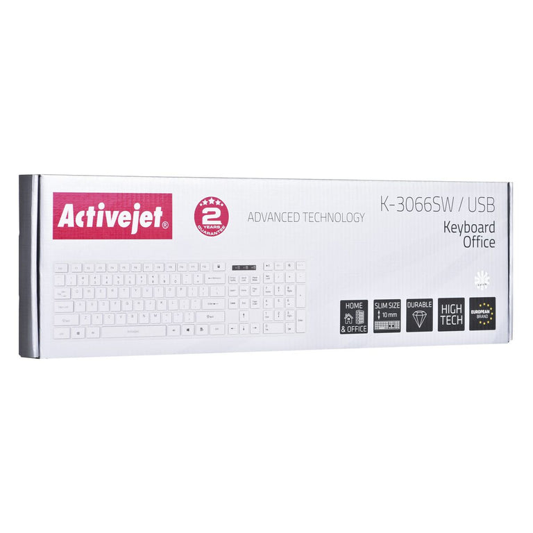 Clavier Activejet Klawiatura USB K-3066SW Blanc QWERTY