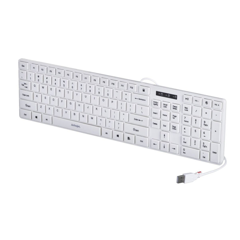 Clavier Activejet Klawiatura USB K-3066SW Blanc QWERTY