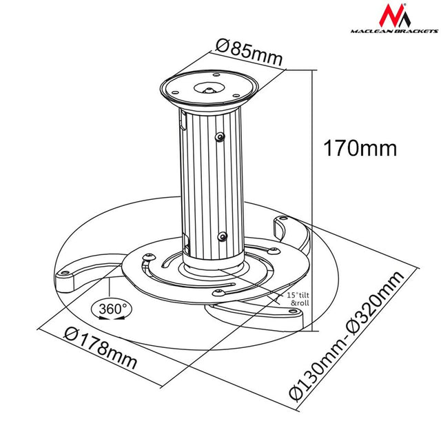 Ceiling Mount for Projectors MacLean MC-515 80 - 170 mm