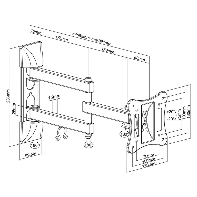 Support de TV MacLean MC-719 27" 13" 15 kg