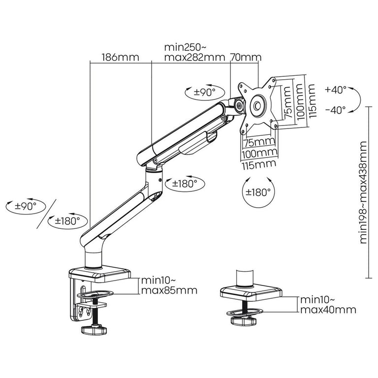 Support de table d'écran Ergo Office ER-751 17"