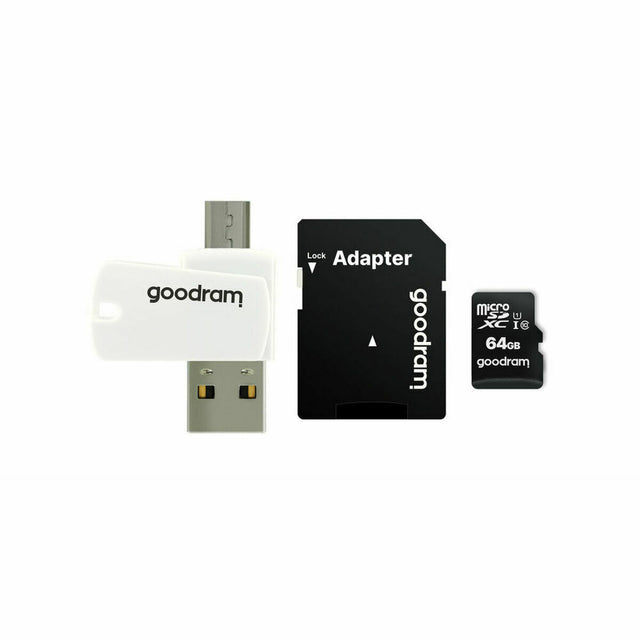 Carte Mémoire Micro SD avec Adaptateur GoodRam M1A4 All in One Blanc Noir 64 GB