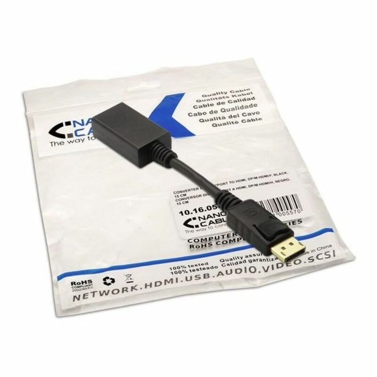 Adaptateur DisplayPort vers HDMI NANOCABLE 10.16.0502 15 cm Noir