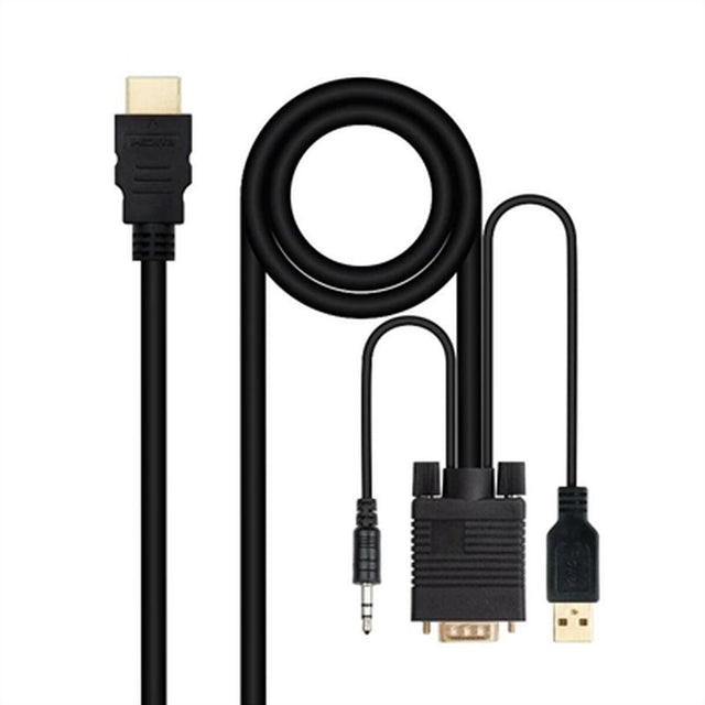 Adaptateur HDMI vers VGA avec Audio NANOCABLE 10.15.4350 1,8 m Noir