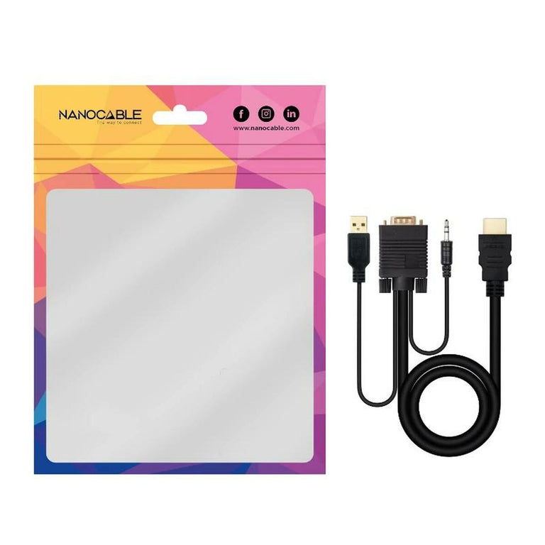 Adaptateur HDMI vers VGA avec Audio NANOCABLE 10.15.4350 1,8 m Noir