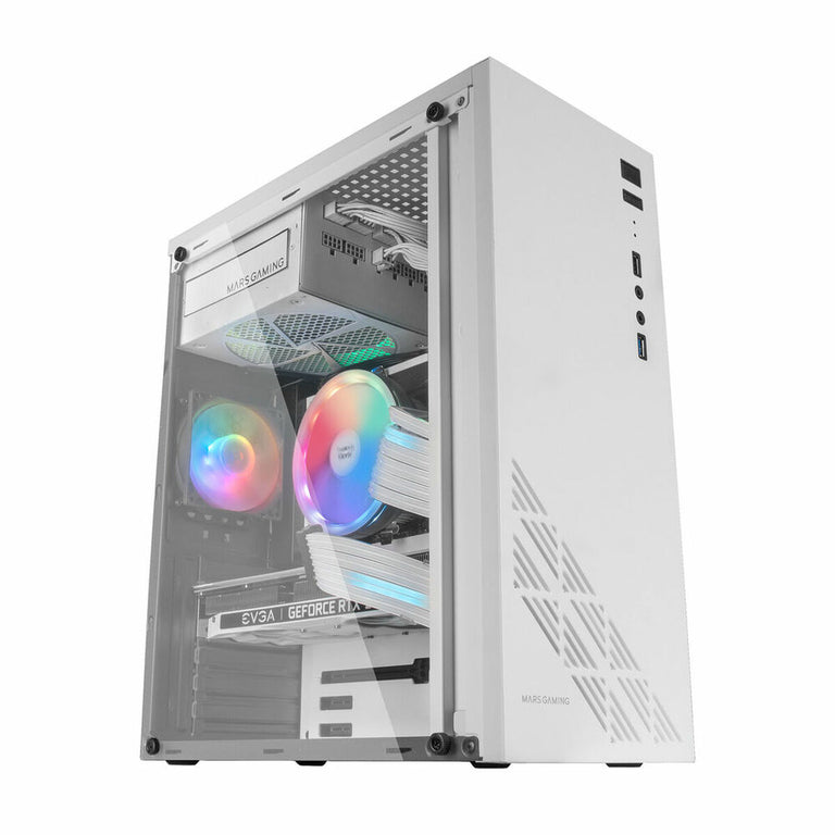 Boîtier ATX semi-tour Mars Gaming MC100W Blanc ATX LED RGB