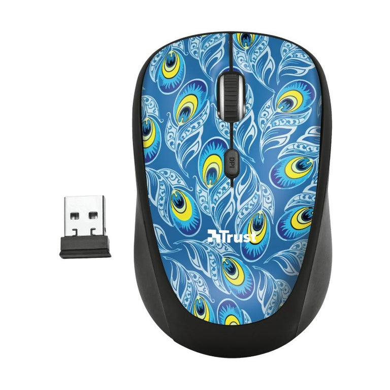 Wireless Mouse Trust Yvi Blue Black Multicolour