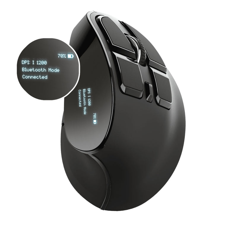 Souris sans-fil Trust Voxx Ergonomique Vertical Bluetooth Rechargeable Noir 2400 dpi