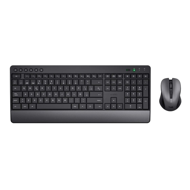 clavier et souris Trust Trezo Noir Espagnol Qwerty