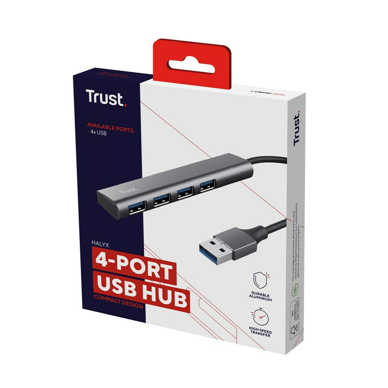 Hub USB Trust 24947 Gris Noir/Gris (1 Unité)