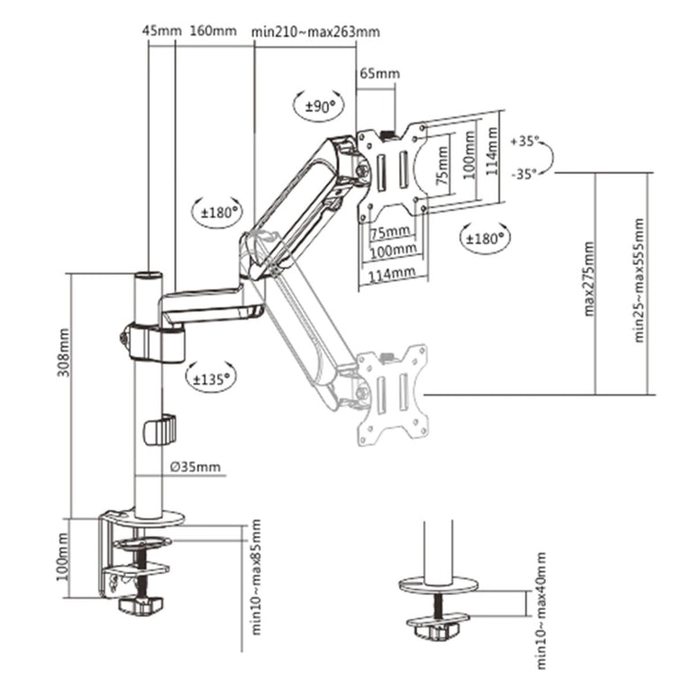 Support de table d'écran GEMBIRD MA-DA1P-01 17" 32"