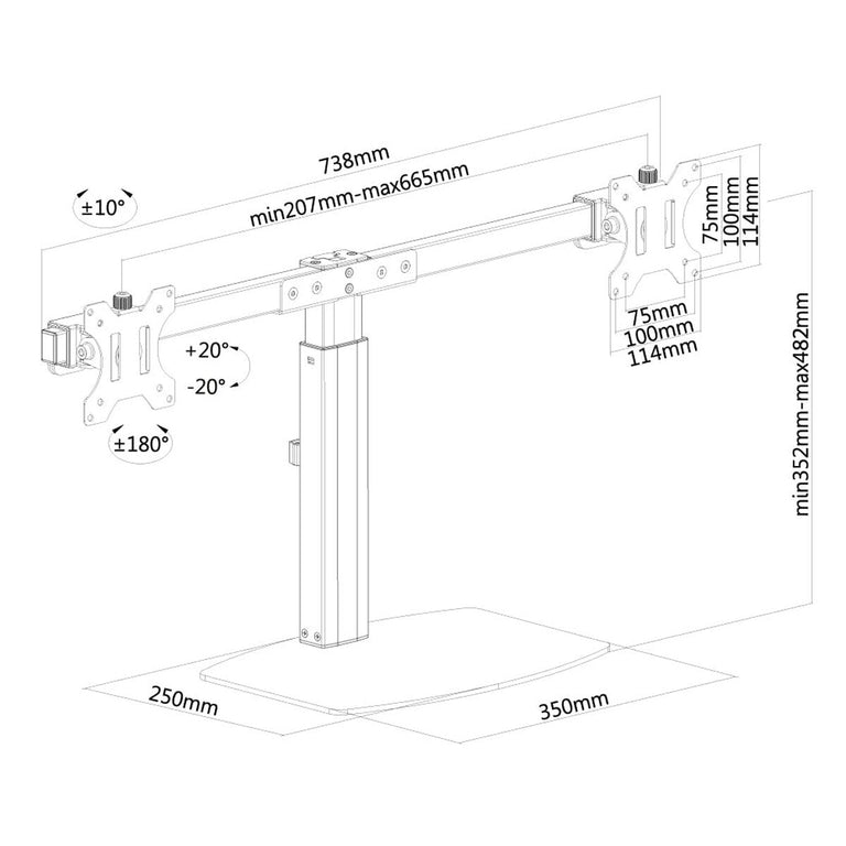 Support de table d'écran Neomounts FPMA-D865DBLACK 10-27" Noir 27"