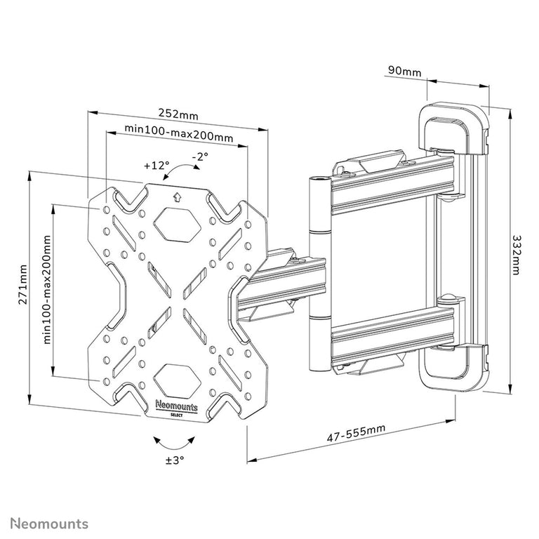 Support de TV Neomounts WL40S-850BL12 55" 40 kg