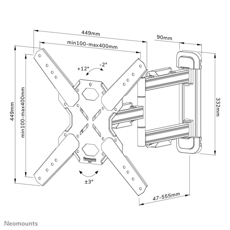 Support de TV Neomounts WL40S-850BL14 65" 40 kg