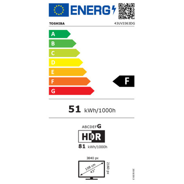 TV intelligente Toshiba 43UV3363DG 4K Ultra HD 43" LED