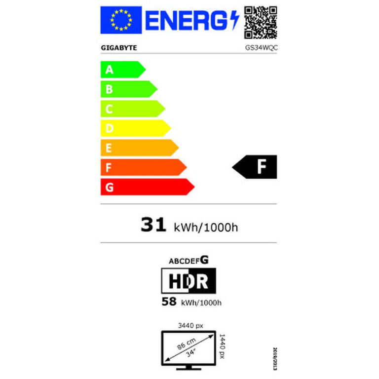 Écran Gigabyte GS34WQC 34" Wide Quad HD 50-60 Hz